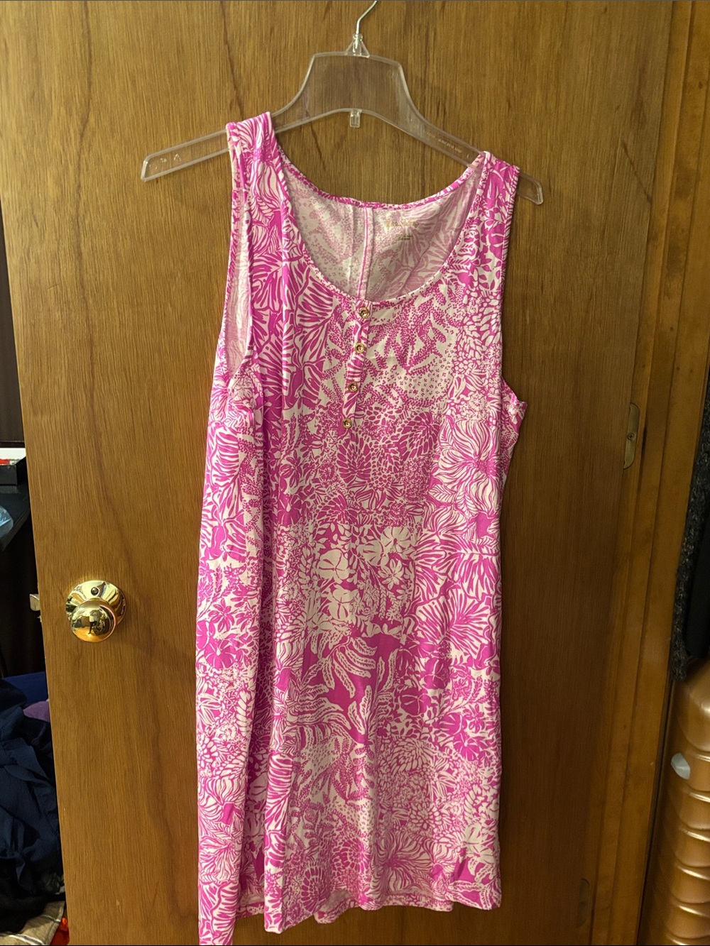 Lilly Pulitzer Pink and White Floral Scoop Neck Dress